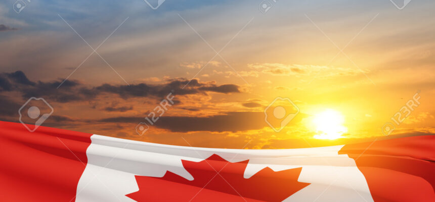 Bandeira do Canadá chamando atenção para empregos