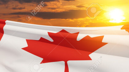 Bandeira do Canadá chamando atenção para empregos