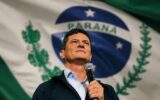 Moro com bandeira do Paraná. Tolerância Zero contra a corrupção